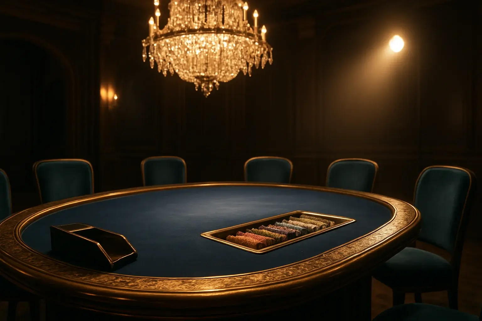 Hyperrealistic wide shot of premium live baccarat studio in the Philippines